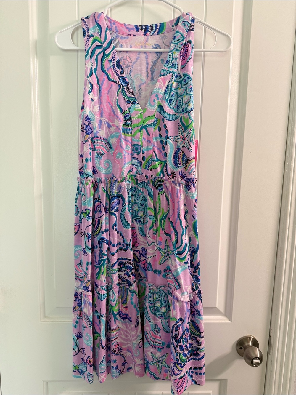 Lily Pulitzer Sleeveless Lorina V neck Lilac Freesia Mermaid printed Dress - Picture 1 of 6